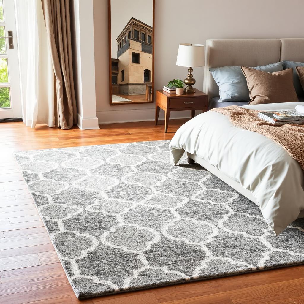 Luxury Bedroom Rug – Grey Pattern